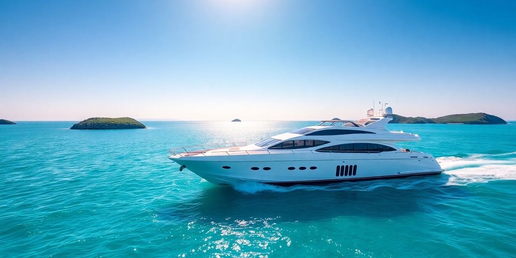 Luxury yacht sailing crystal clear Adriatic waters.