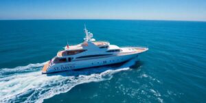 ST DAVID luxury yacht sailing on blue ocean waters.