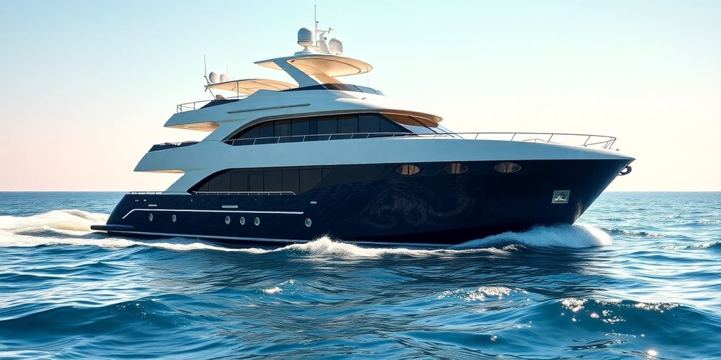Sleek Viking yacht cruising on blue ocean waters.