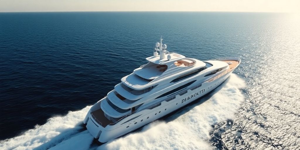 Diamond Yacht sailing on ocean.