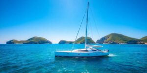 Sailboat on calm blue Croatian waters