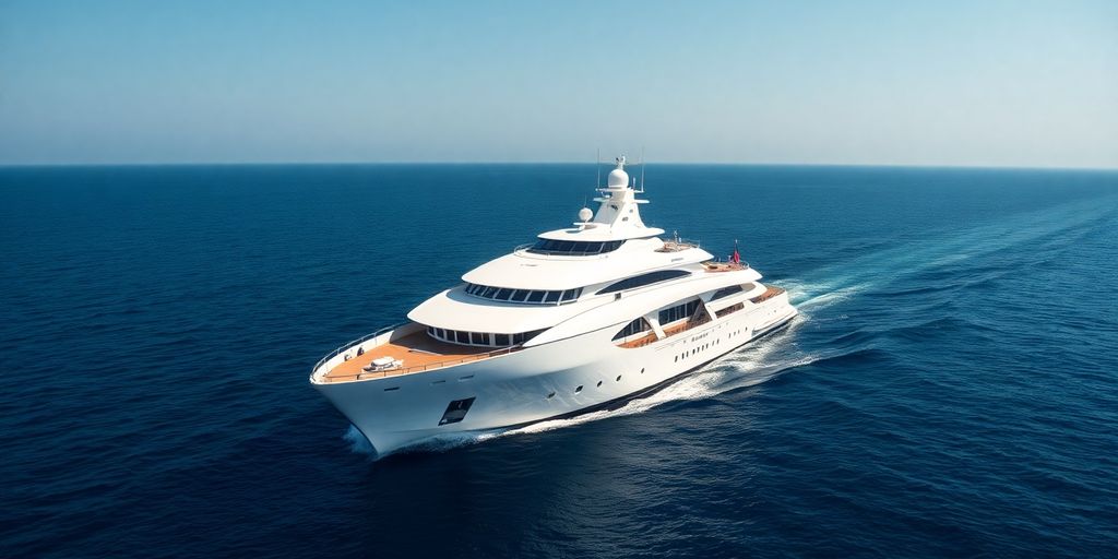 Worlds largest yacht sailing on blue ocean