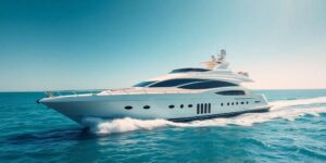 Illusion 5 yacht sailing on blue water