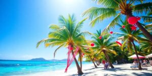 Christmas in July beach party in the BVI.