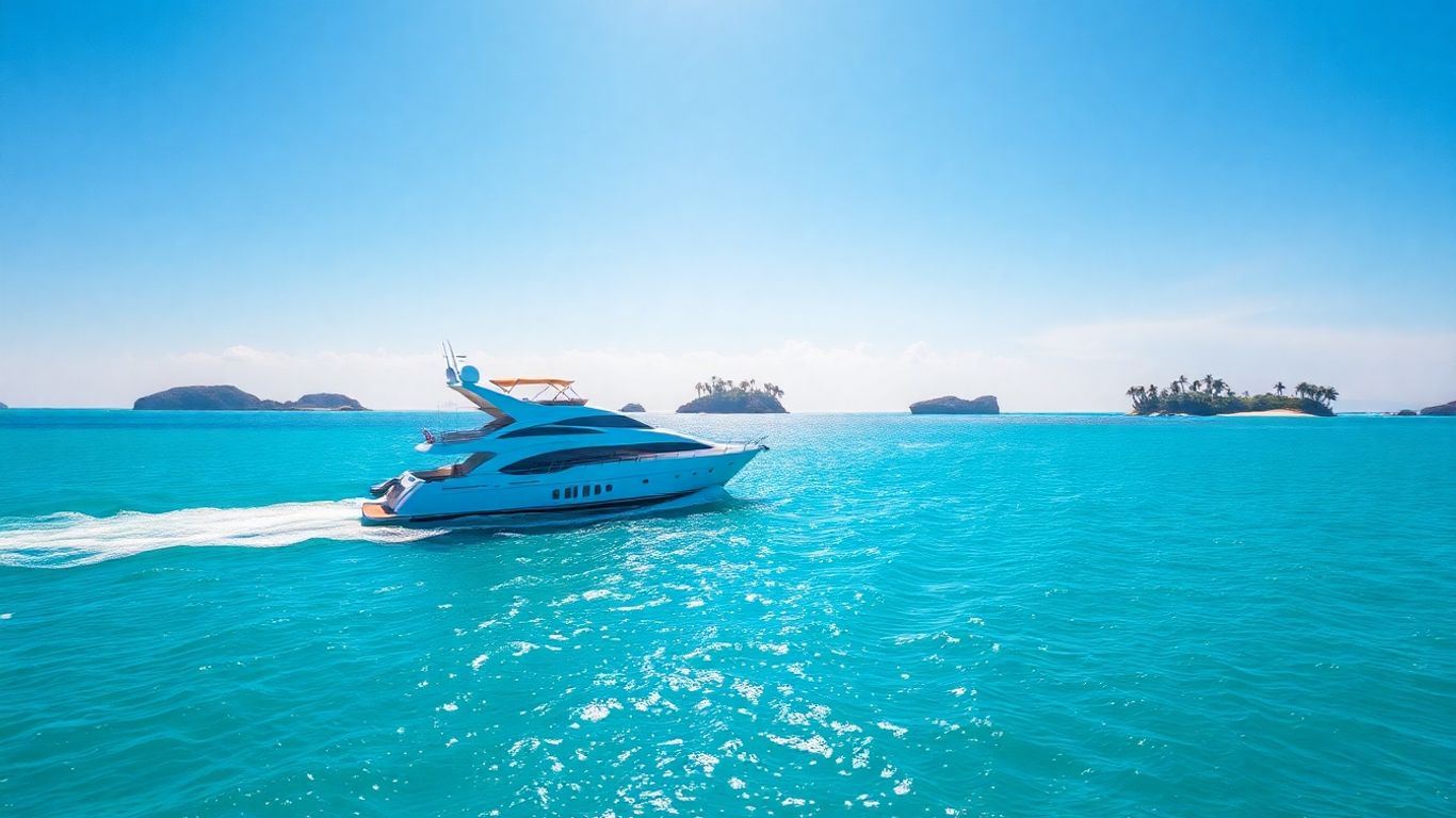Private yacht sailing on clear blue ocean near Key West islands.