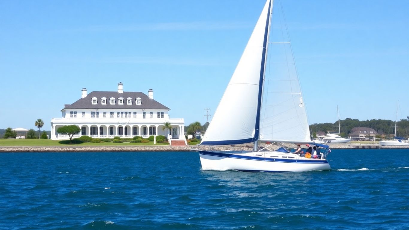 Sailboat on water near Newport Yacht Club.