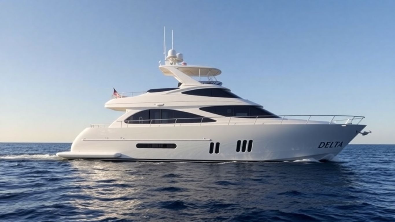 Delta Marine yacht sailing on blue water.