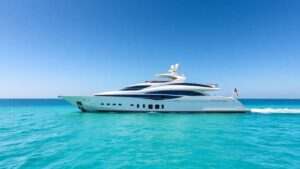 Aquarius Yacht on turquoise water