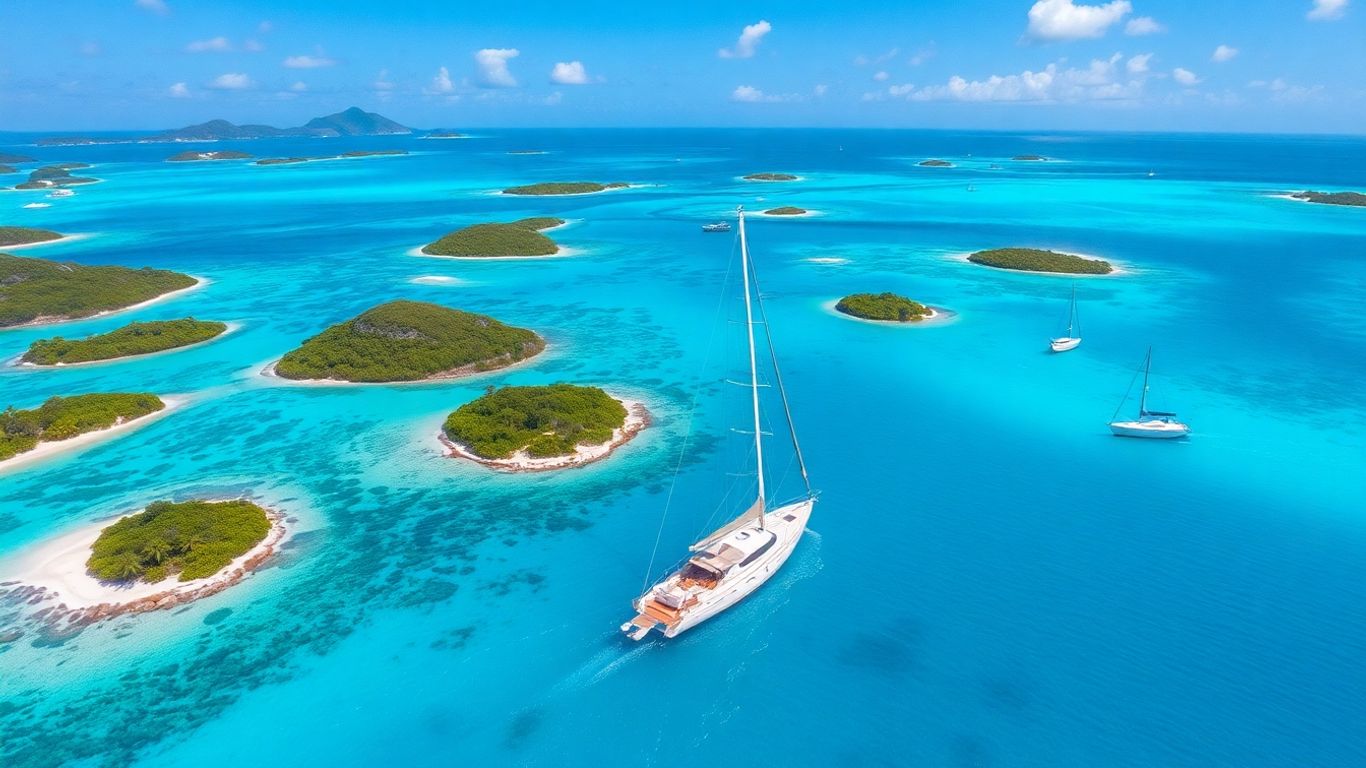 Sailing yacht in turquoise waters, British Virgin Islands