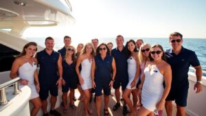 Below Deck cast on a luxury yacht.