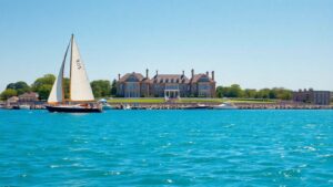 New York Yacht Club sailing yacht and clubhouse