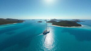 Sailboat sailing in the British Virgin Islands
