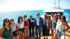 Burgess Crew members on a yacht deck.