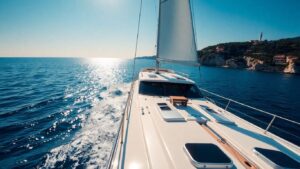 Luxury yacht sailing near Croatian coast