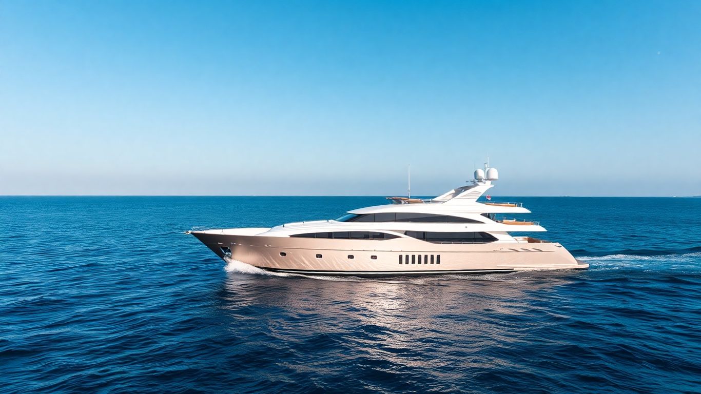 Luxury yacht sailing on blue water