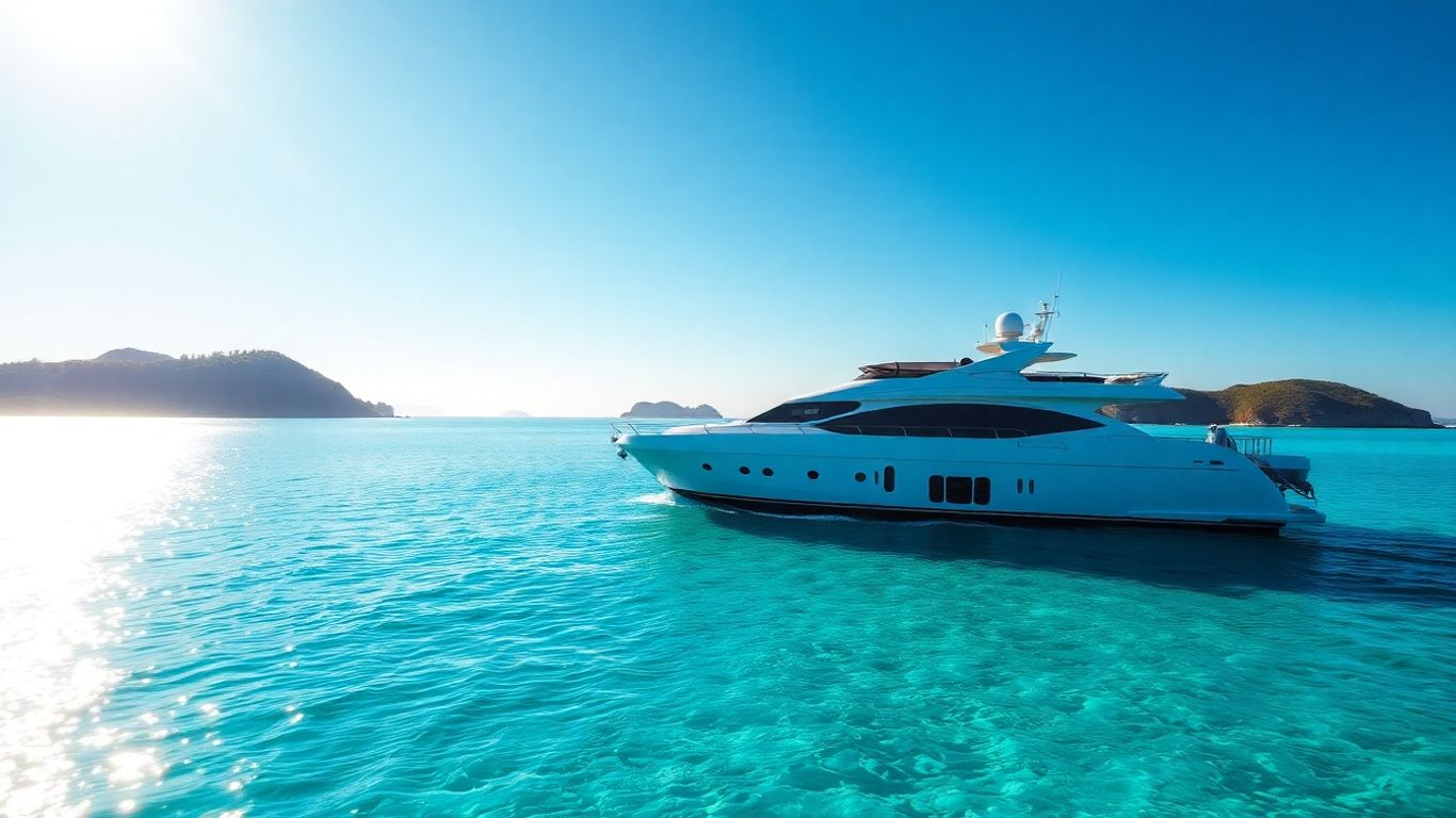 Luxury yacht sailing in Exuma's turquoise waters.