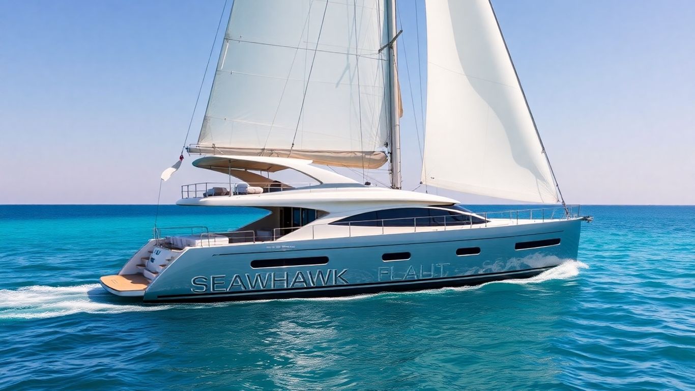 Majestic Seahawk sailboat on a calm, sunny sea.
