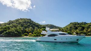 Luxury yacht sailing in the Florida Keys waters.