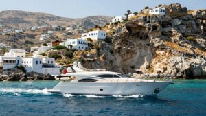 Luxury yacht sailing near Greek islands