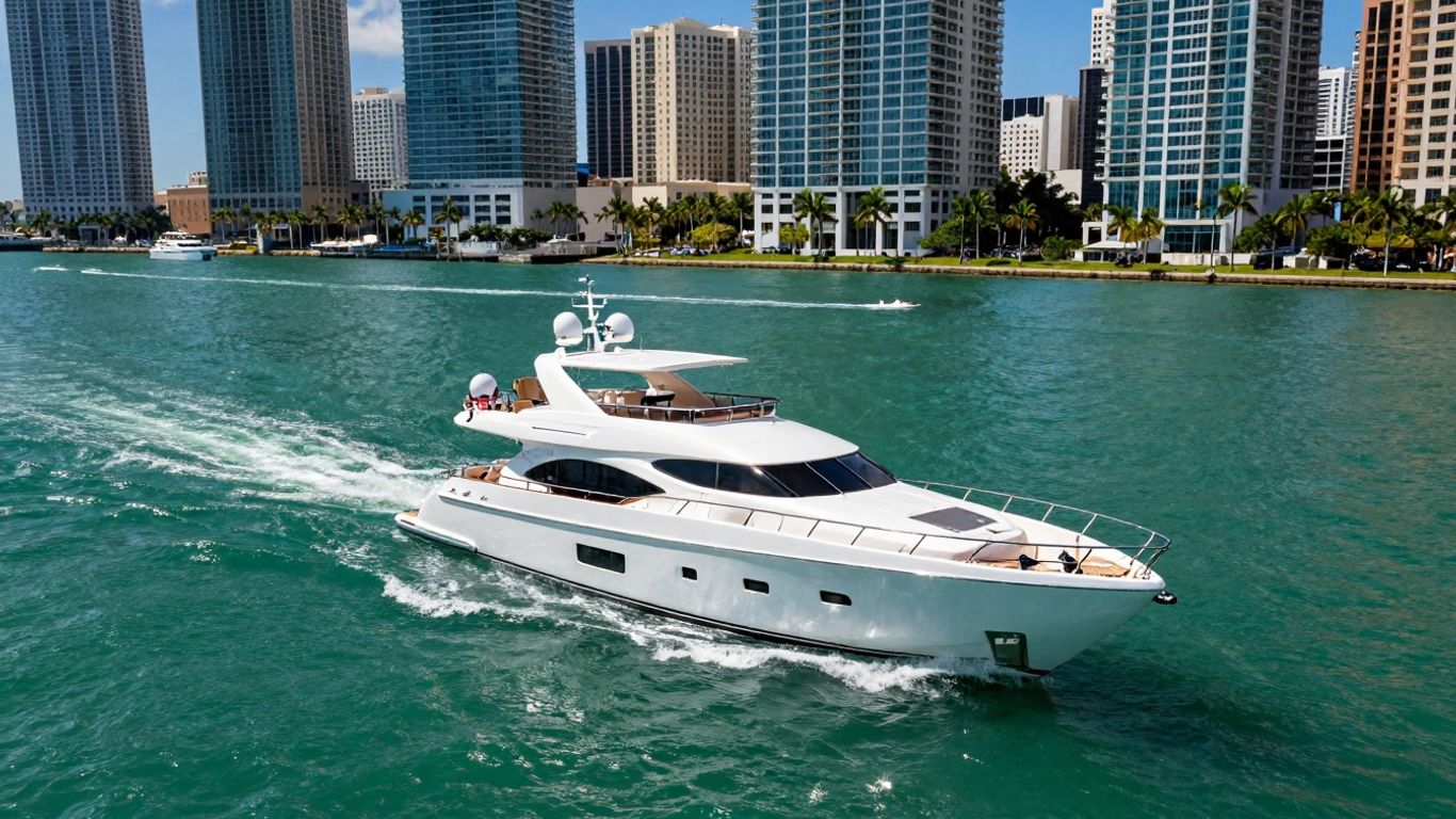 Miami boat rental on sunny turquoise water