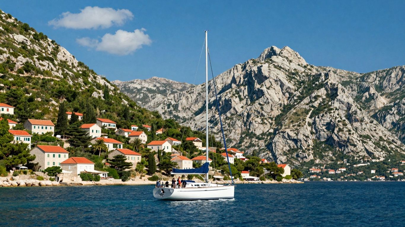 Sailboat on the clear blue waters of the Dalmatian Coast.