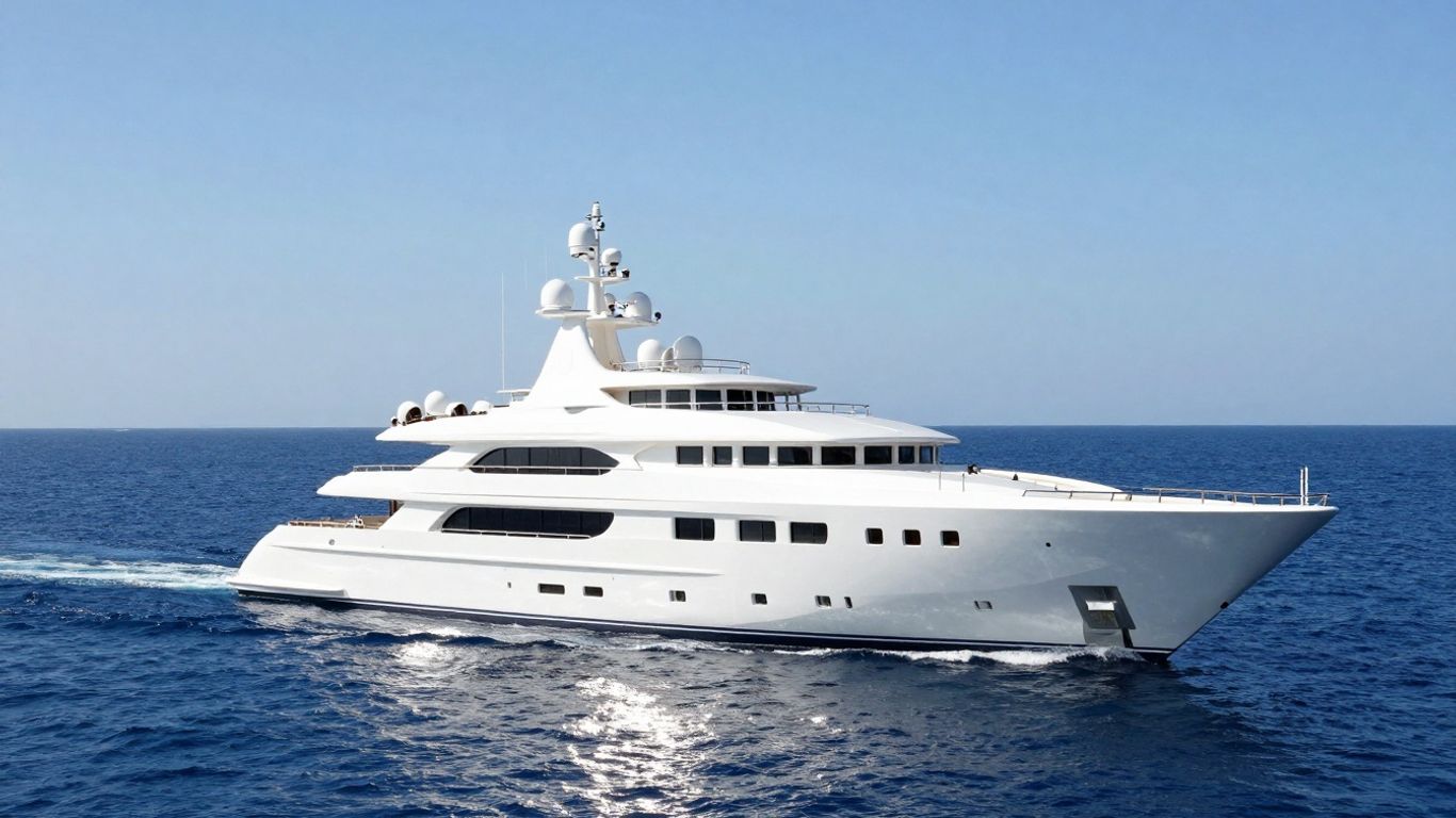 Seafair mega yacht sailing on the ocean.