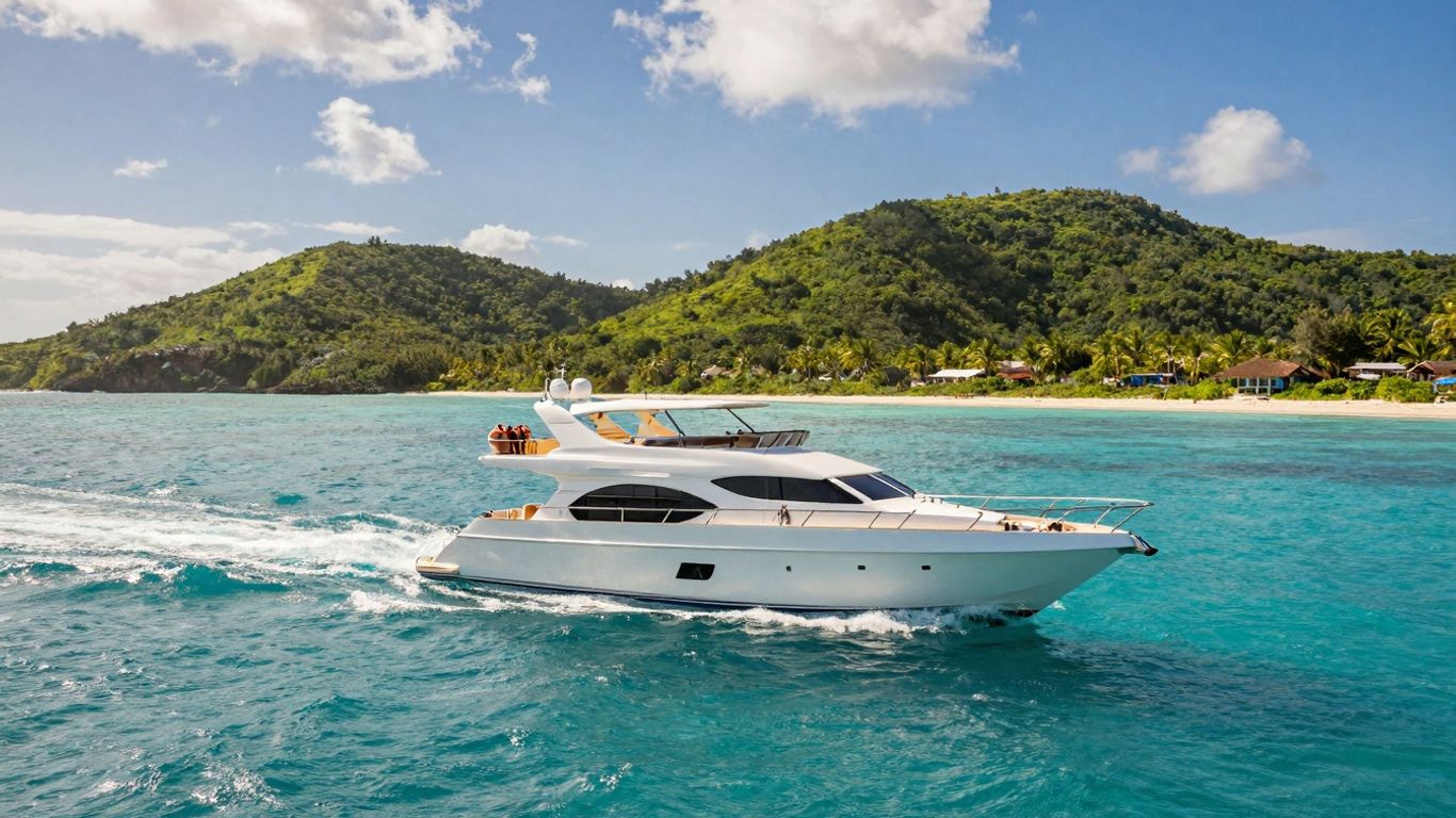 Luxury yacht sailing in the Caribbean Sea.