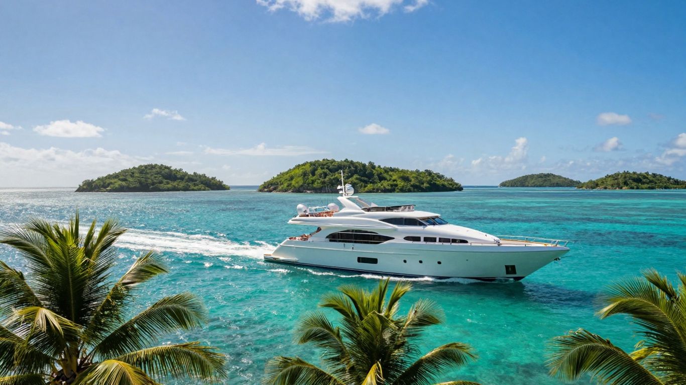 Luxury yacht sailing in the Florida Keys waters.