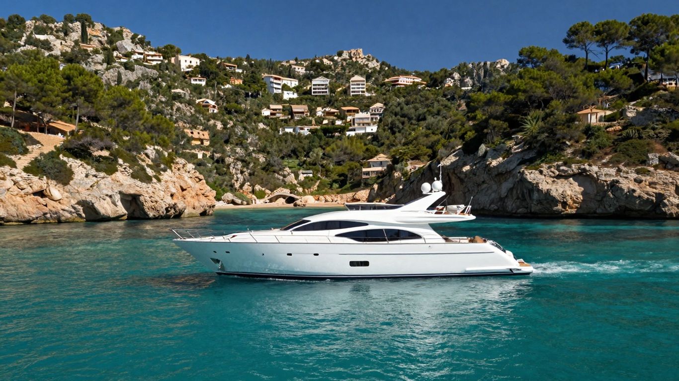 Luxury yacht sailing in Mallorca, Spain.