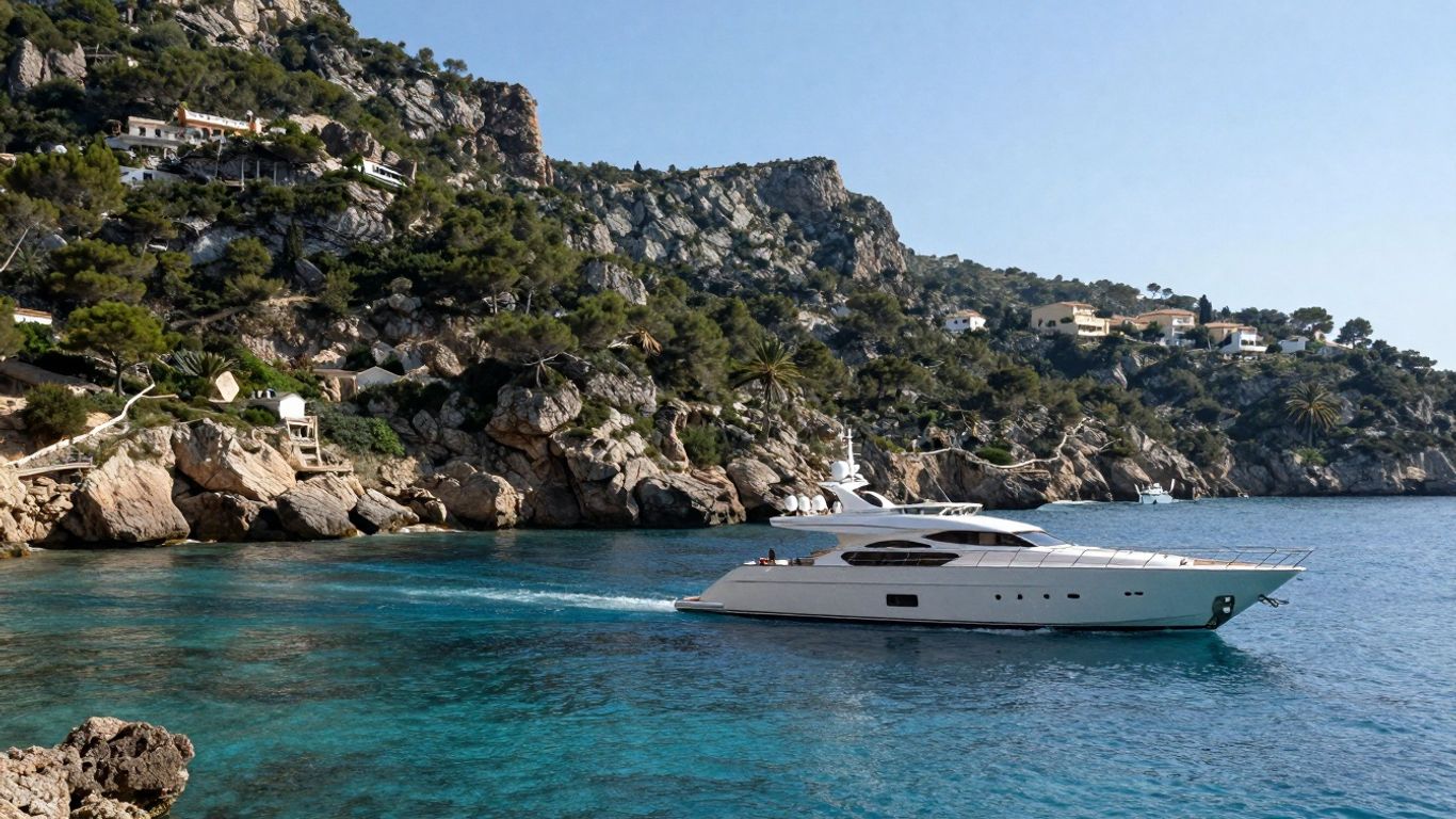Luxury yacht sailing in Mallorca, Spain.