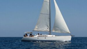 Seahawk sailboat on a sunny ocean
