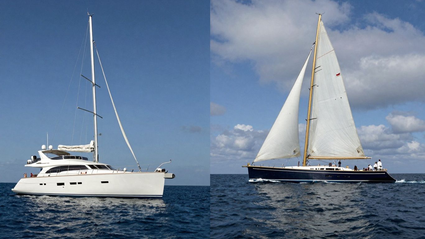 Yachts representing bareboat and time charter options.