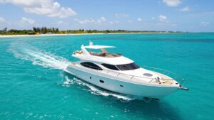 Luxury yacht sailing from Miami to the Bahamas.