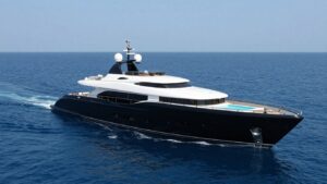 Alfa Nero superyacht sailing on blue ocean
