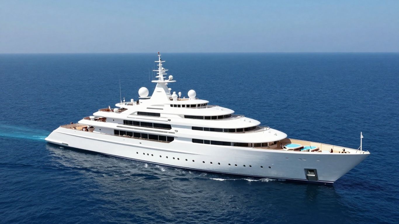 Azzam superyacht from above, showing its vast size and luxury.