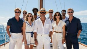 Below Deck Sailing Yacht Season 4 cast on a yacht deck.