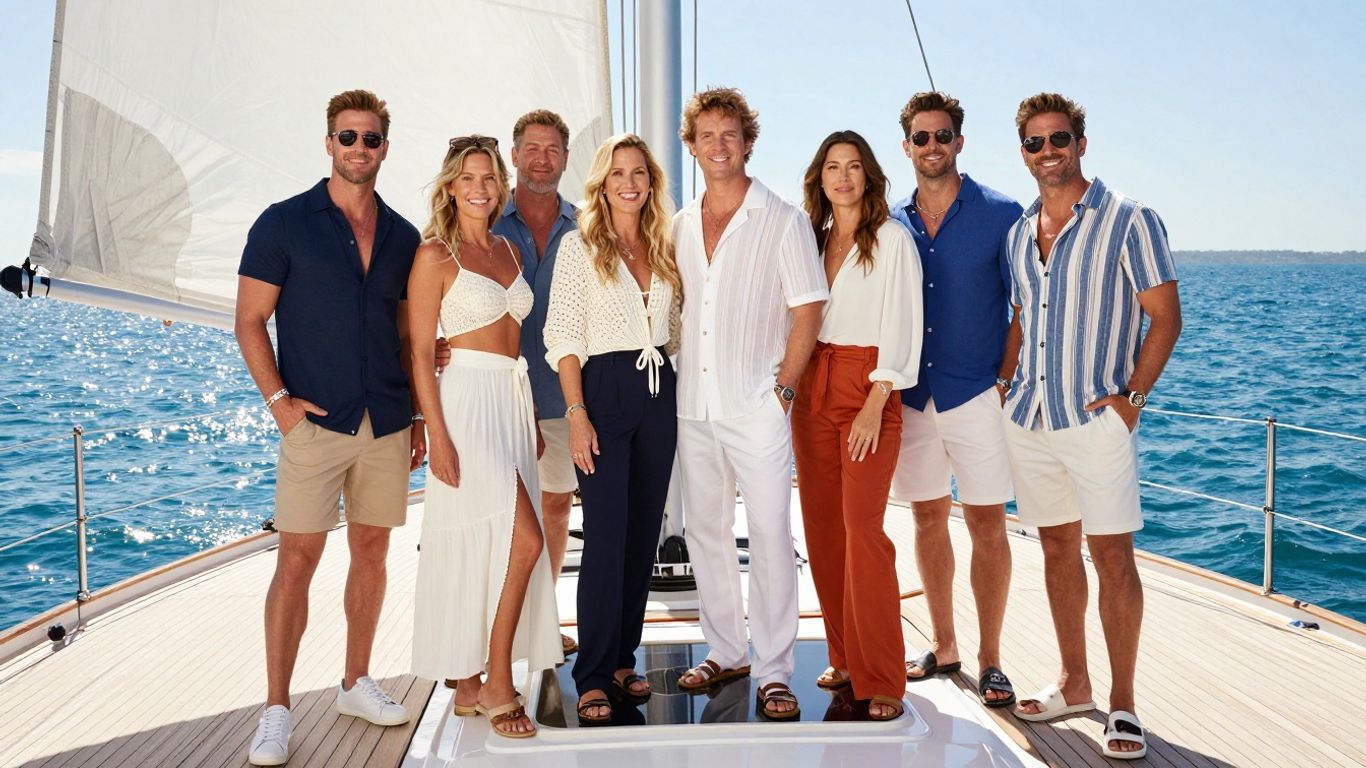 Below Deck Sailing Yacht Season 5 cast on a yacht