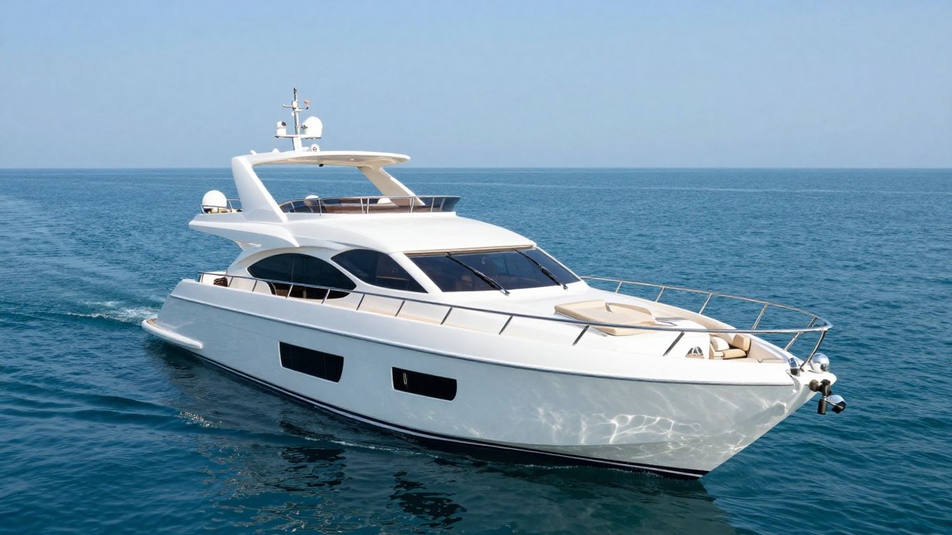 Elysian Yacht on blue water, luxury design.