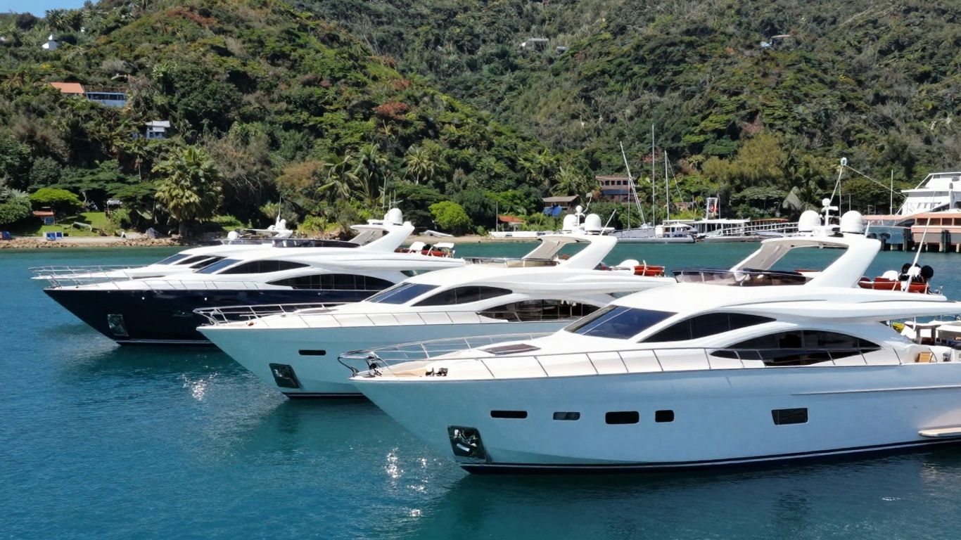 Below Deck yachts docked in a sunny harbor.