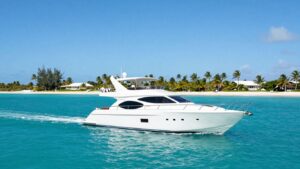 Luxury yacht sailing from Miami to the Bahamas.