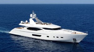 Heesen Lady L yacht sailing on the ocean.