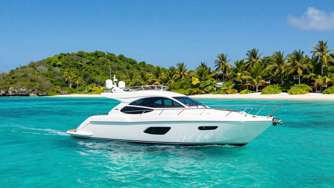Luxury motor yacht sailing in the Bahamas