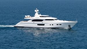 Lady L Heesen yacht on blue water