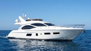 Luxury yacht on blue water near Bellingham.