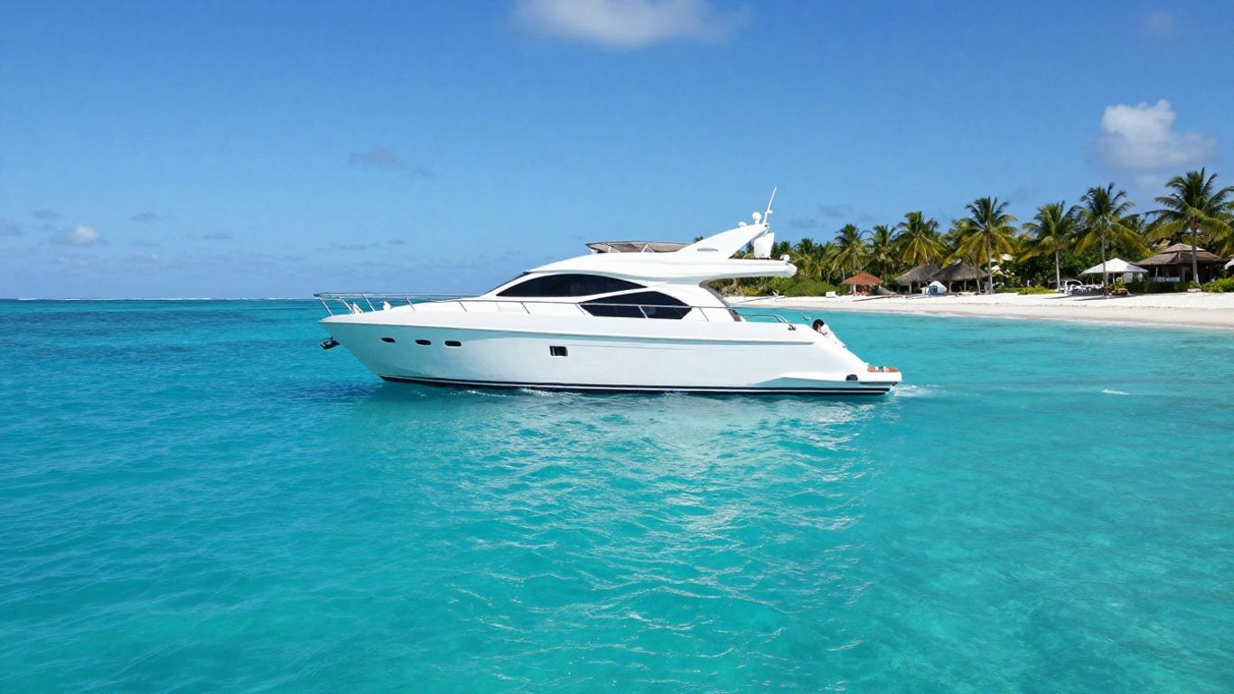 Luxury yacht sailing in the Caribbean Sea.