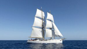 Sleek Sailing Yacht A on the ocean