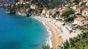 Italian coast with beaches and towns