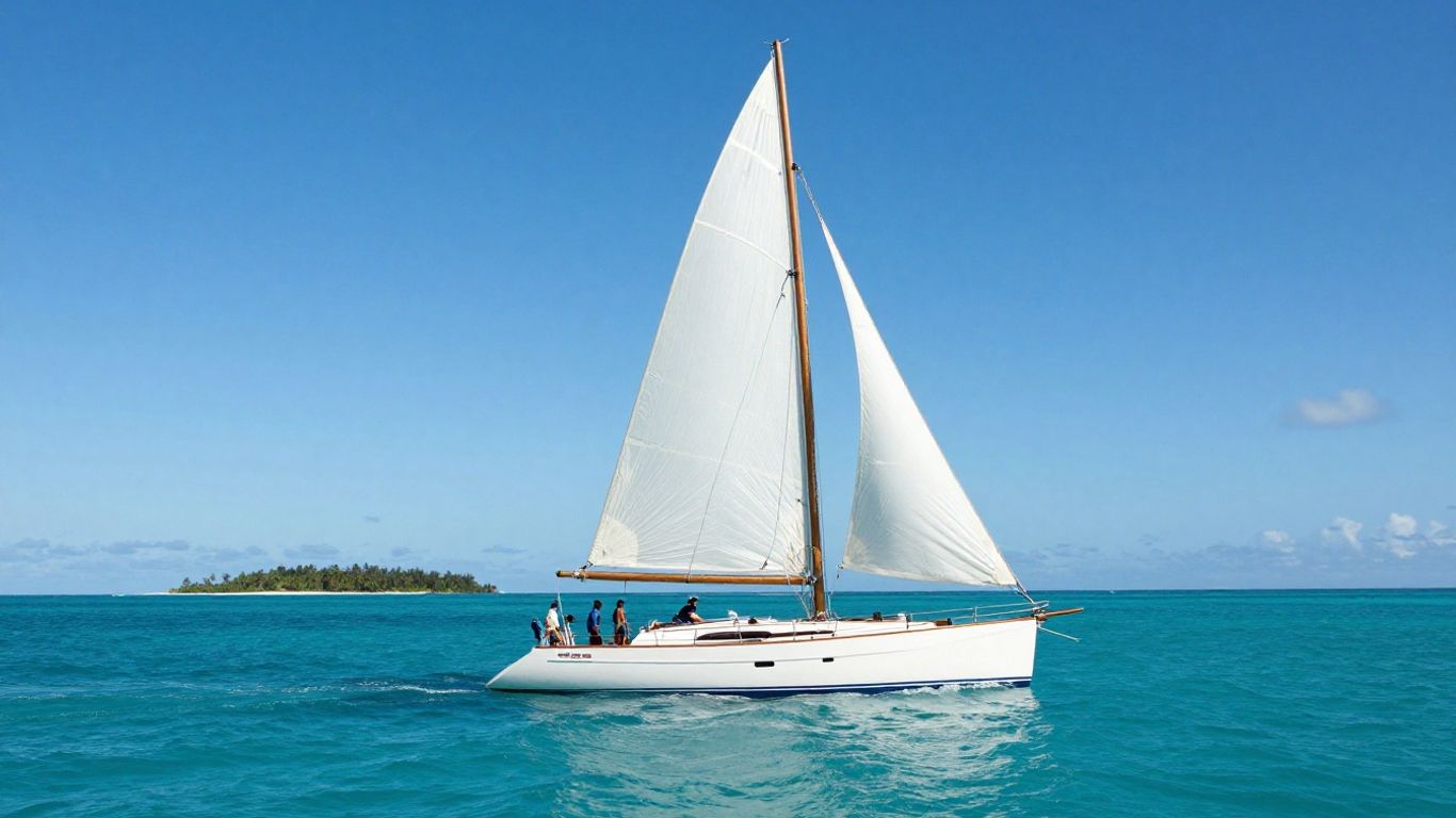 Sailing yacht on a turquoise ocean