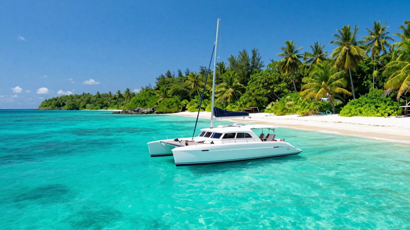 Catamaran sailing in the Bahamas