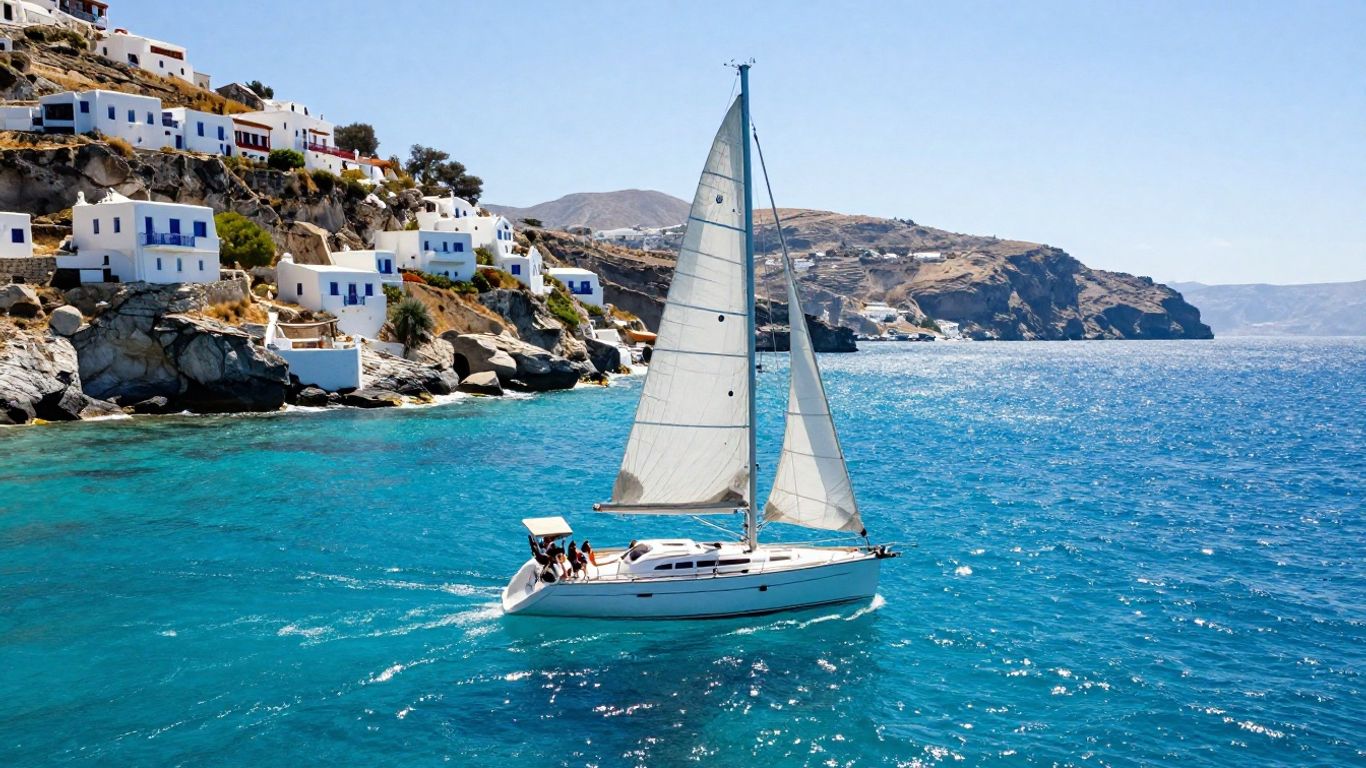 Sailboat sailing in the Greek Islands